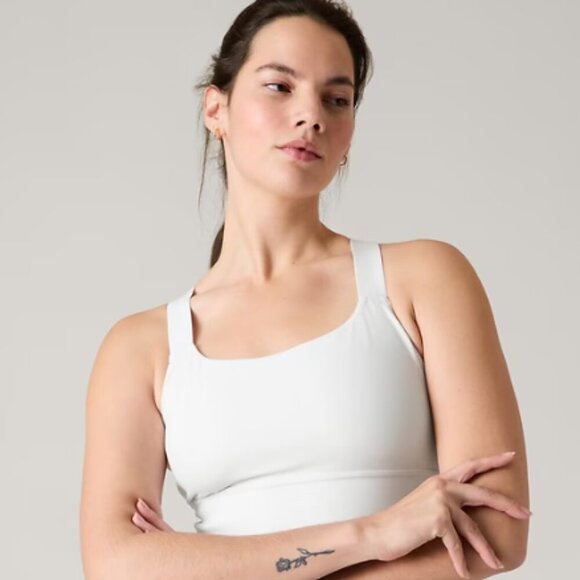 Athleta Warrior Longline Bra Thick Straps Medium Support White Buttery Soft New! - Picture 1 of 7